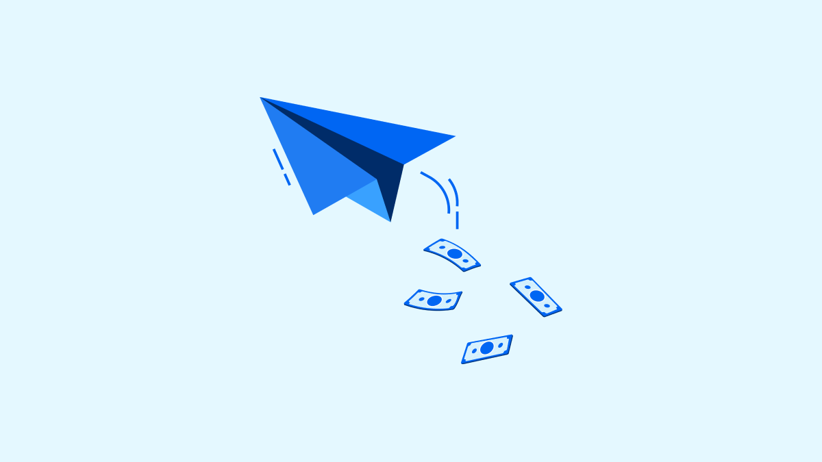illustration of money notes flying with a kite