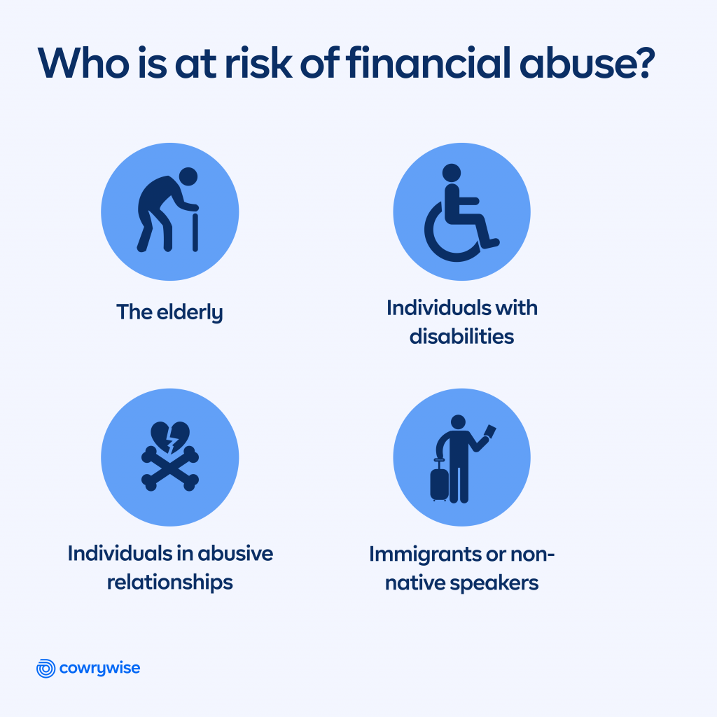 infographic showing who may be at risk of financial abuse