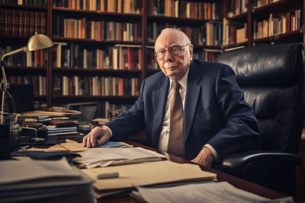 charlie munger in his library