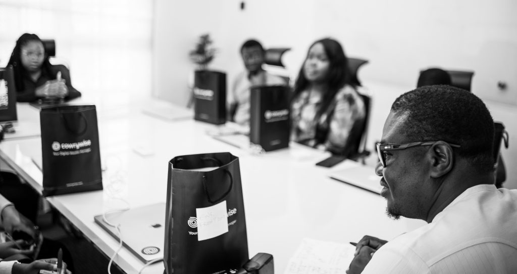 The interns meeting with our co-founders, Razaq Ahmed and Edward Popoola. 