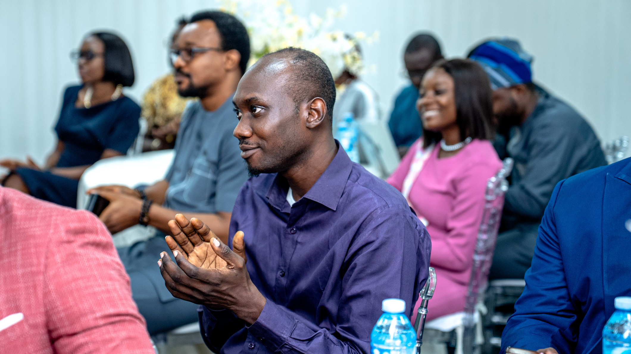 Cross-section of guests at the Cowrywise and Meristem Press event.