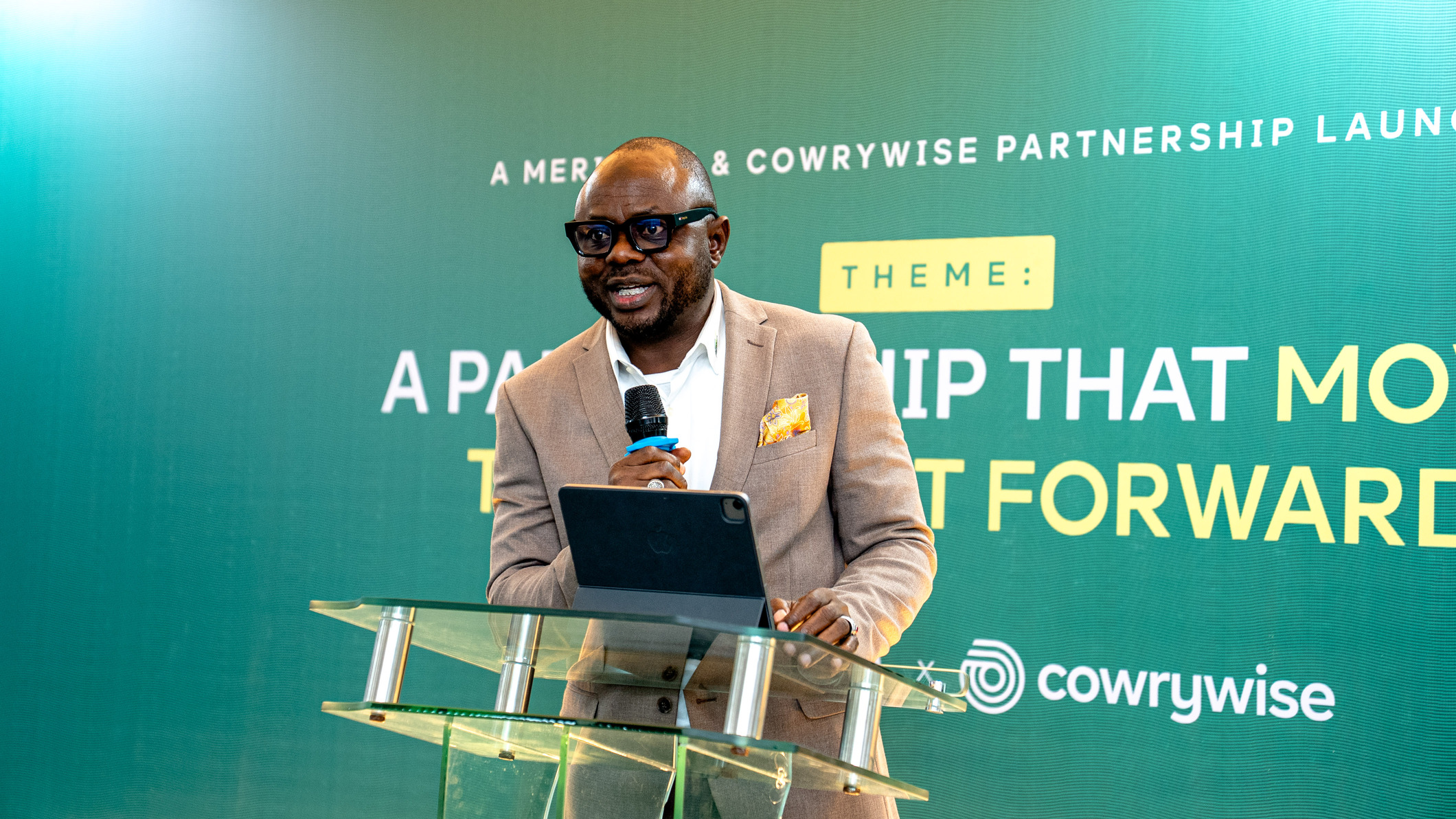 Bashir Sheed speaks at the Cowrywise and Meristem Press Event