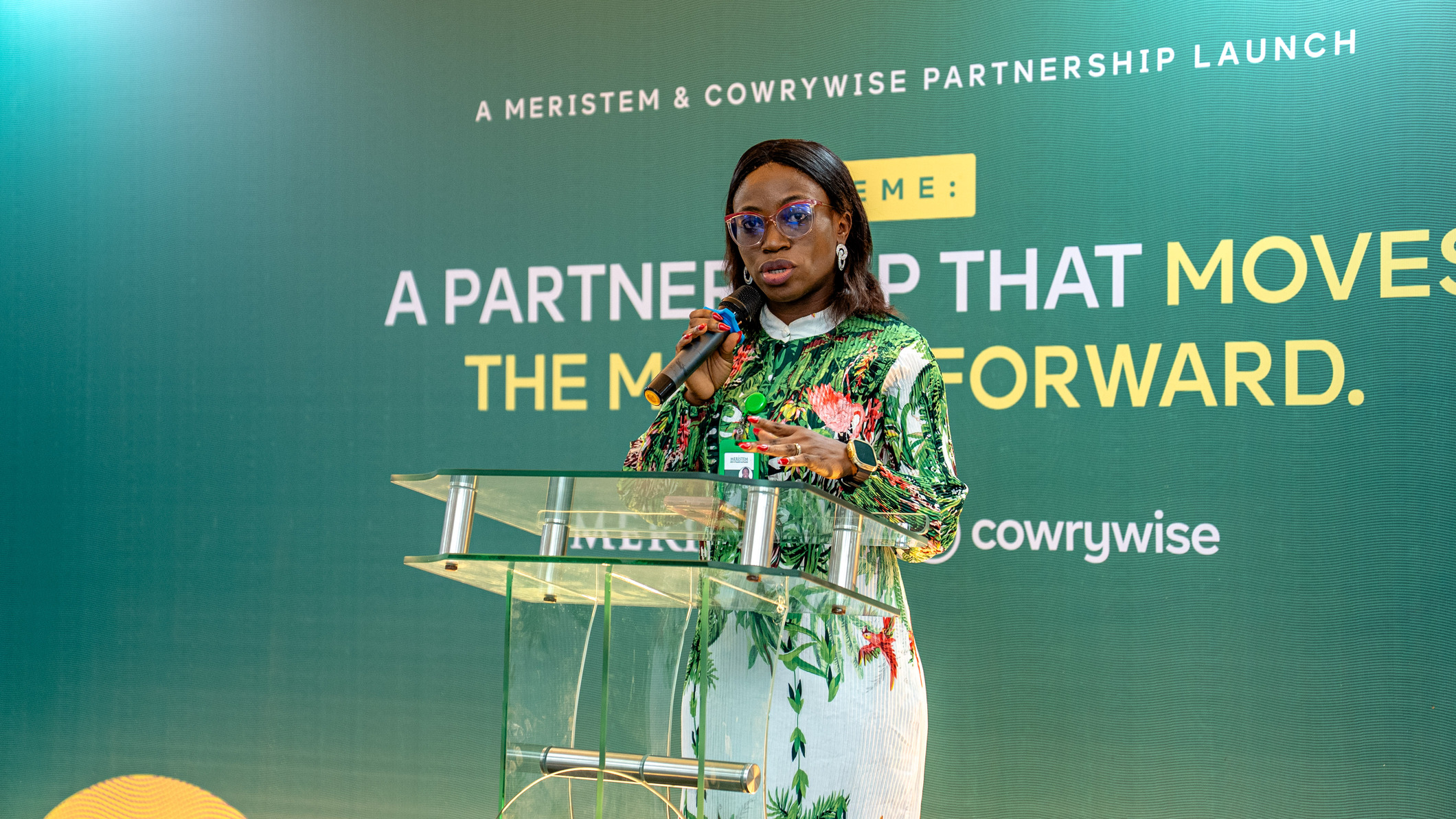 Adefemi Taiow, Marketing Manager Meristem, speaks at the Cowrywise and Meristem Press Event to launch Stocks on Cowrywise - to enable retail investors invest in the Nigerian Capital Market.