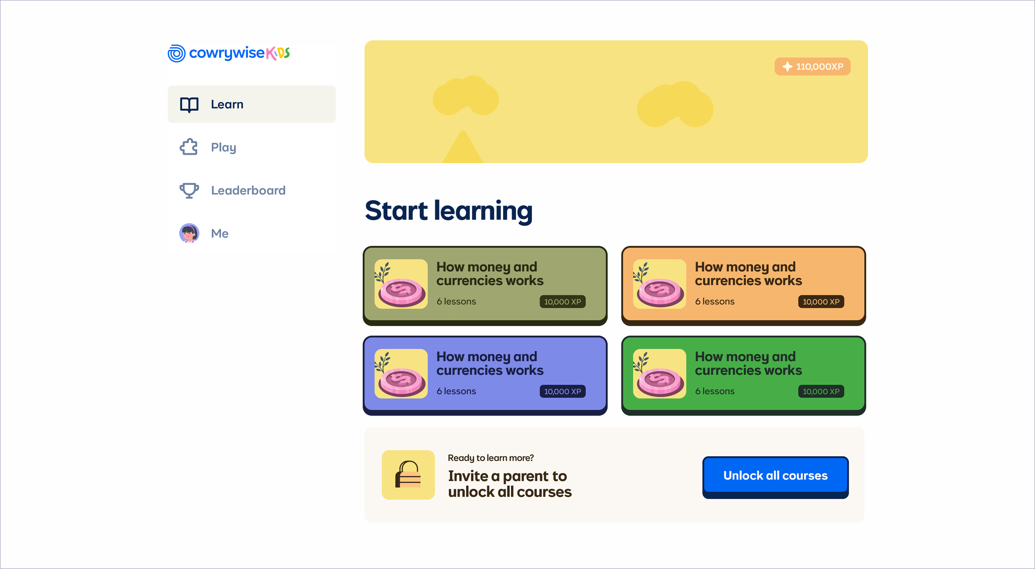 Cowrywise Kids Interface - a financial education app for kids