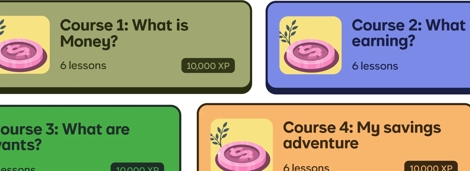 screenshot of courses on cowrywise kids