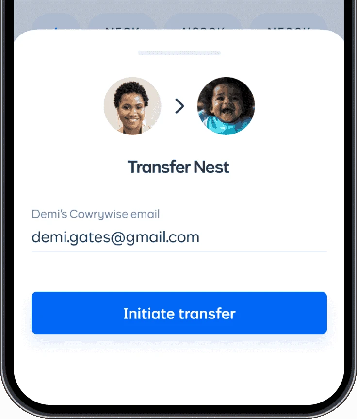 screenshot of nest transfer screen on mobile app