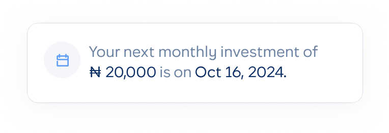 screenshot of nest notification of next monthly investment