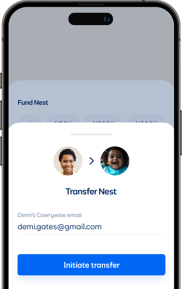 screenshot of nest initiate transfer screen on mobile app